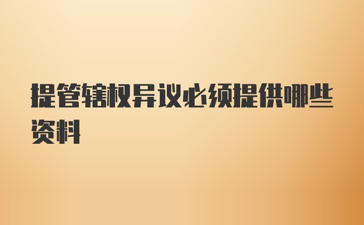 提管辖权异议必须提供哪些资料