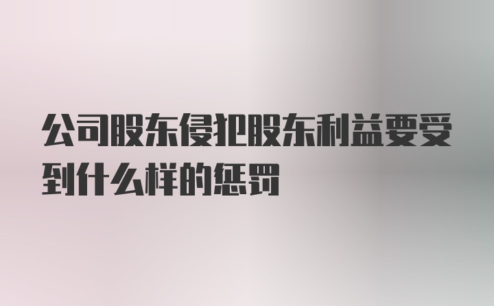 公司股东侵犯股东利益要受到什么样的惩罚