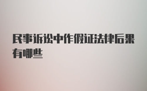 民事诉讼中作假证法律后果有哪些