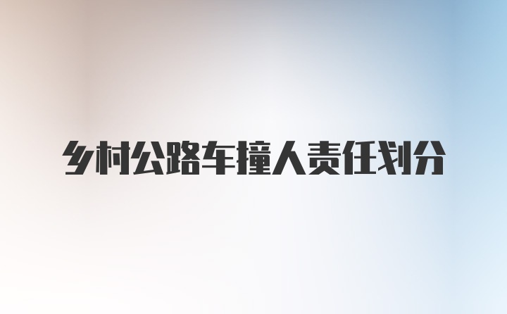 乡村公路车撞人责任划分