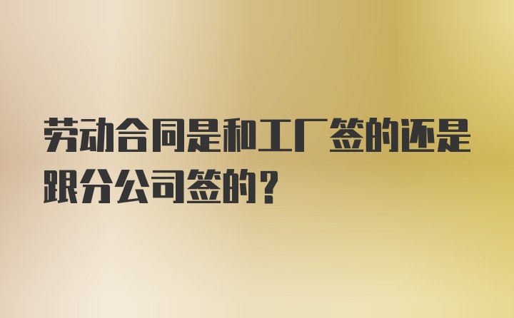 劳动合同是和工厂签的还是跟分公司签的？