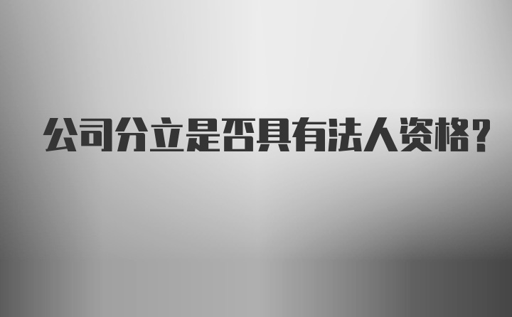 公司分立是否具有法人资格？