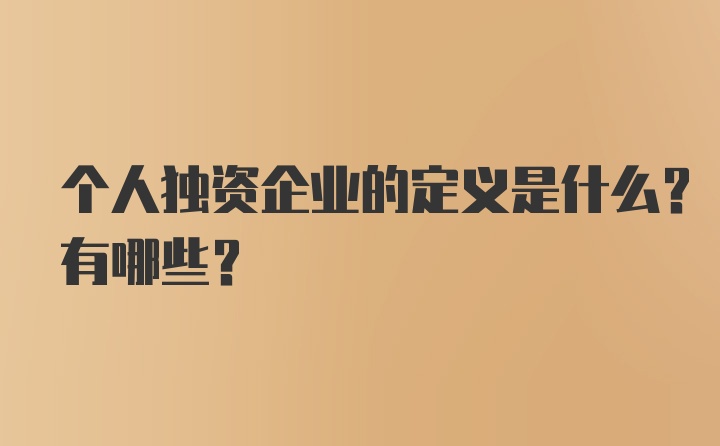 个人独资企业的定义是什么？有哪些？