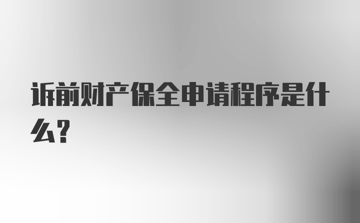 诉前财产保全申请程序是什么？