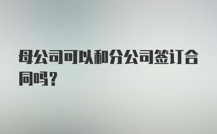 母公司可以和分公司签订合同吗?