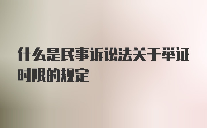 什么是民事诉讼法关于举证时限的规定