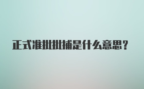 正式准批批捕是什么意思?