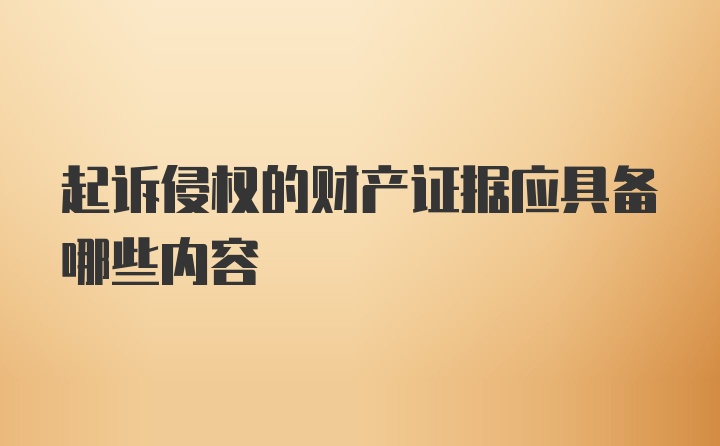 起诉侵权的财产证据应具备哪些内容