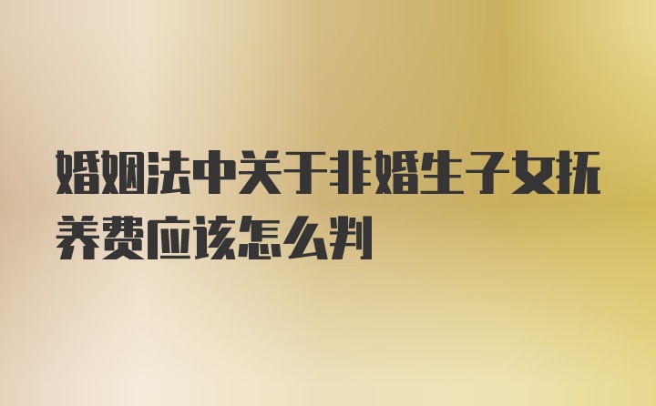 婚姻法中关于非婚生子女抚养费应该怎么判