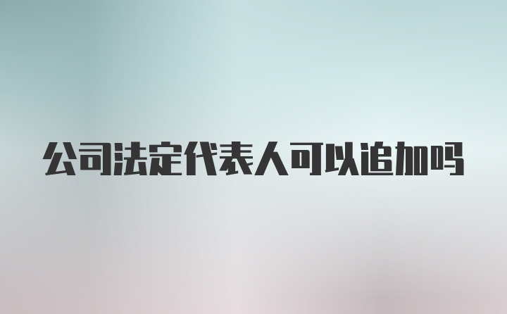 公司法定代表人可以追加吗