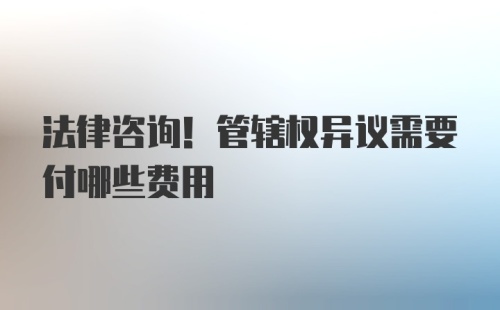 法律咨询！管辖权异议需要付哪些费用