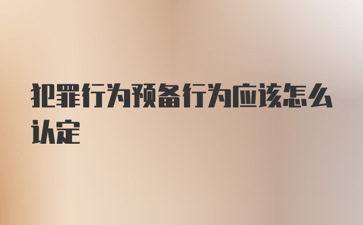 犯罪行为预备行为应该怎么认定