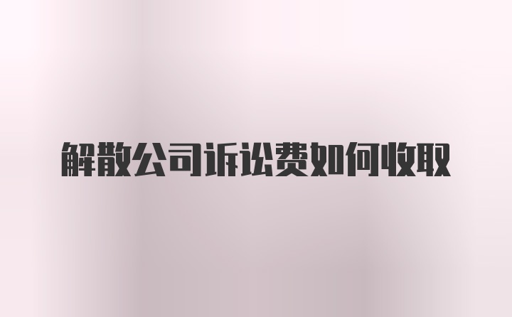 解散公司诉讼费如何收取