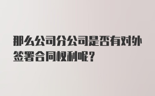 那么公司分公司是否有对外签署合同权利呢？