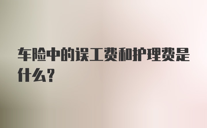 车险中的误工费和护理费是什么？