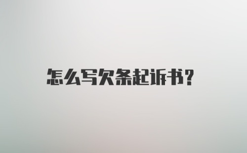 怎么写欠条起诉书？