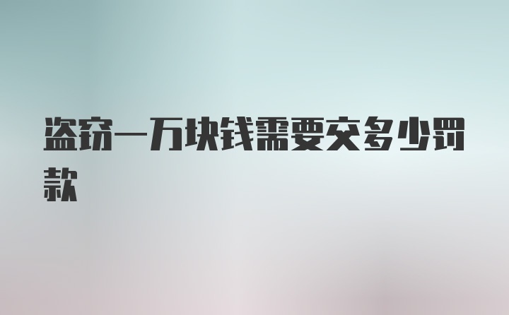 盗窃一万块钱需要交多少罚款