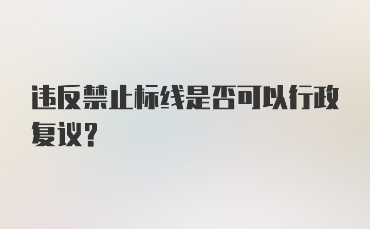 违反禁止标线是否可以行政复议?