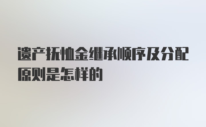 遗产抚恤金继承顺序及分配原则是怎样的