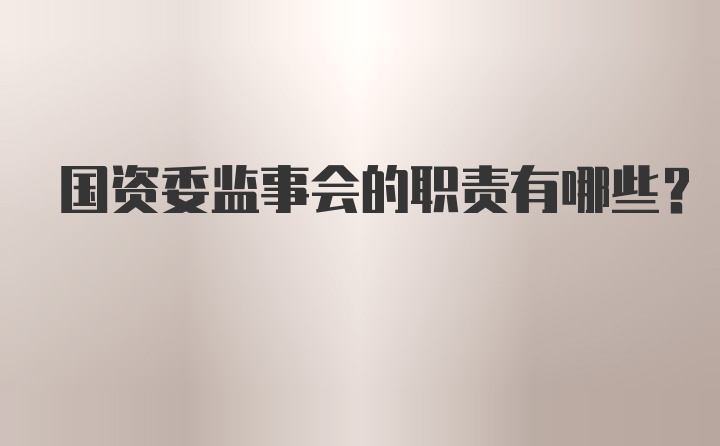 国资委监事会的职责有哪些?