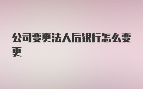 公司变更法人后银行怎么变更