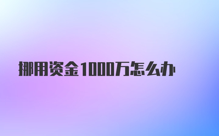 挪用资金1000万怎么办