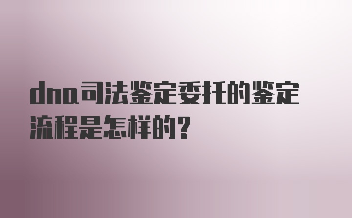 dna司法鉴定委托的鉴定流程是怎样的？