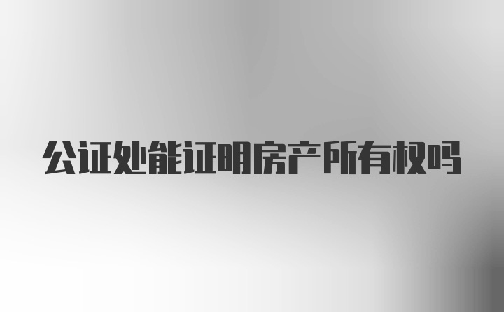 公证处能证明房产所有权吗