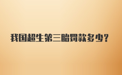 我国超生第三胎罚款多少？