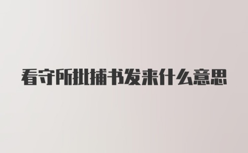 看守所批捕书发来什么意思