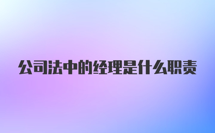 公司法中的经理是什么职责