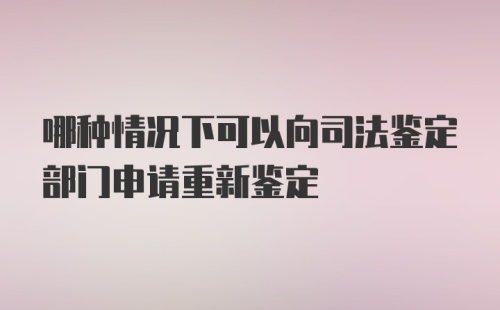 哪种情况下可以向司法鉴定部门申请重新鉴定