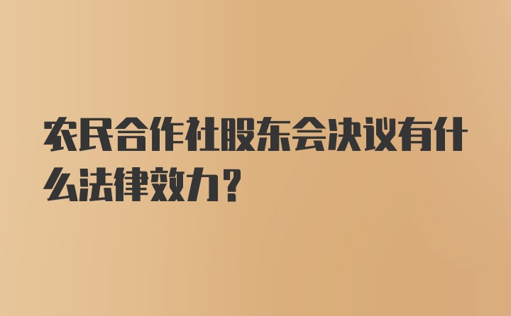 农民合作社股东会决议有什么法律效力?