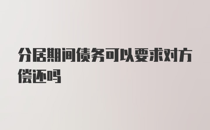 分居期间债务可以要求对方偿还吗