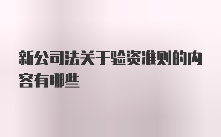 新公司法关于验资准则的内容有哪些