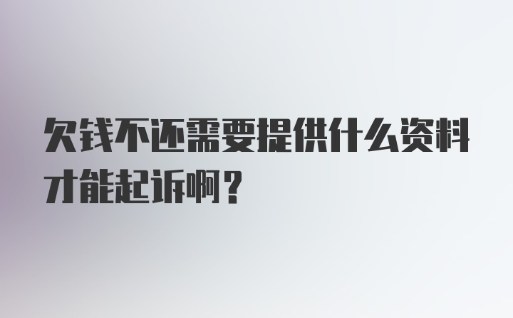 欠钱不还需要提供什么资料才能起诉啊?