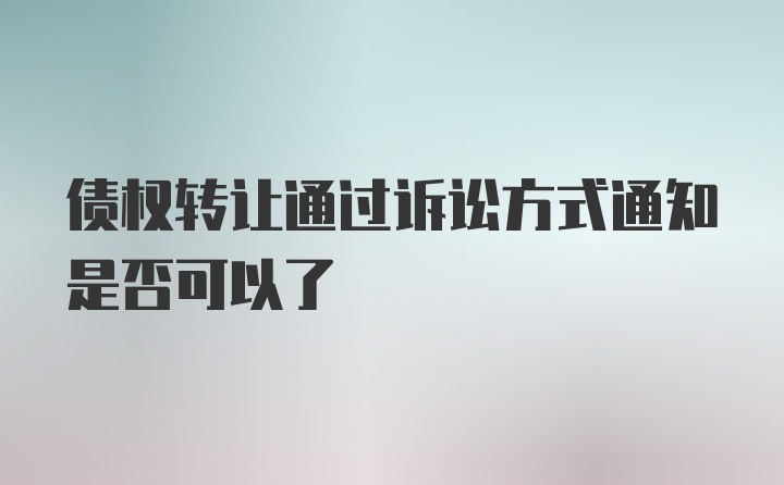 债权转让通过诉讼方式通知是否可以了