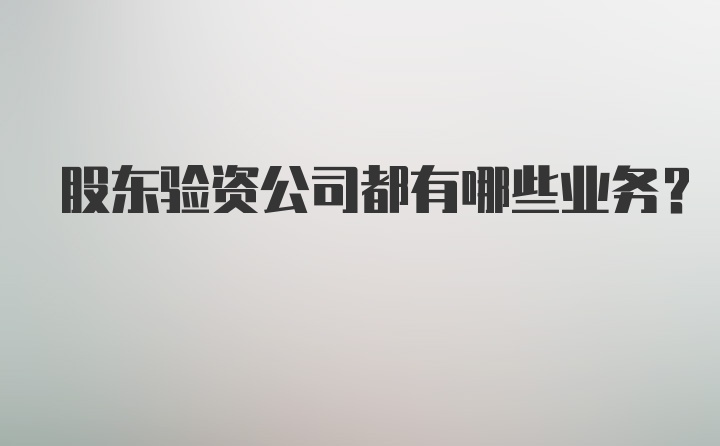 股东验资公司都有哪些业务？