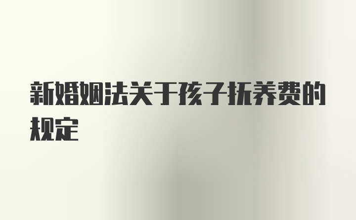 新婚姻法关于孩子抚养费的规定