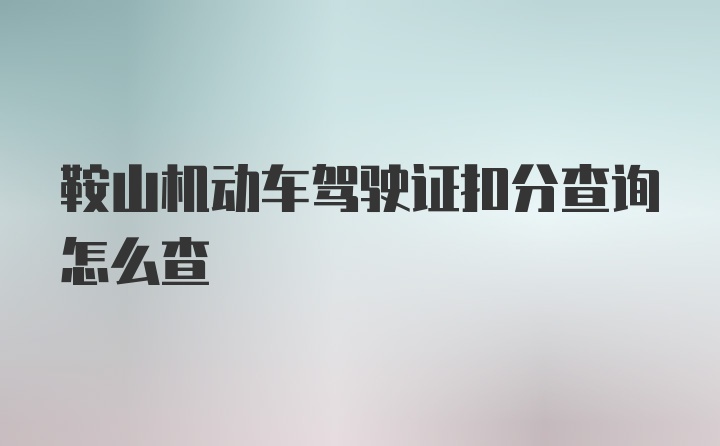 鞍山机动车驾驶证扣分查询怎么查