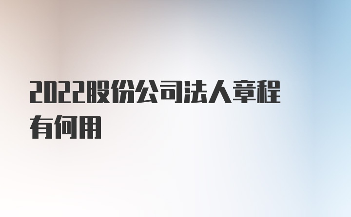 2022股份公司法人章程有何用