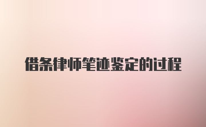 借条律师笔迹鉴定的过程