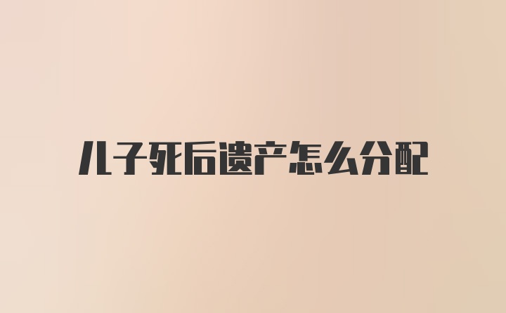 儿子死后遗产怎么分配