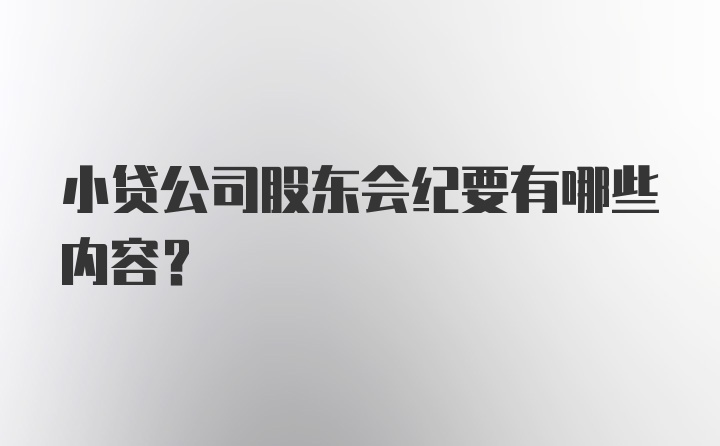 小贷公司股东会纪要有哪些内容？