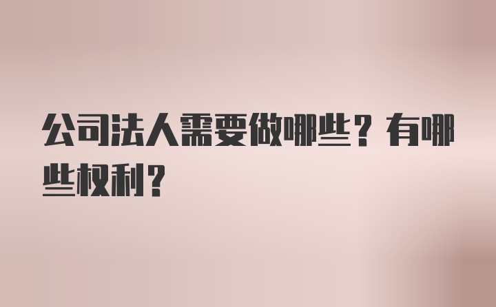 公司法人需要做哪些？有哪些权利？