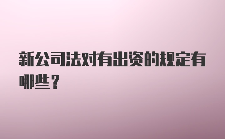 新公司法对有出资的规定有哪些?