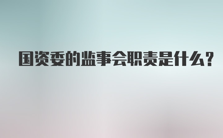 国资委的监事会职责是什么？