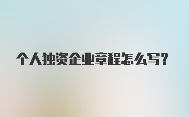 个人独资企业章程怎么写?