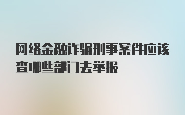 网络金融诈骗刑事案件应该查哪些部门去举报