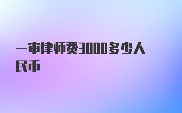 一审律师费3000多少人民币